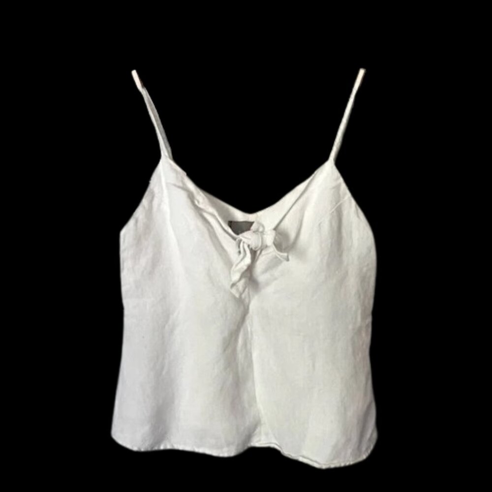 Reformation white linen tie front top